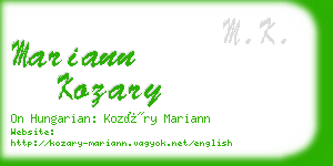 mariann kozary business card